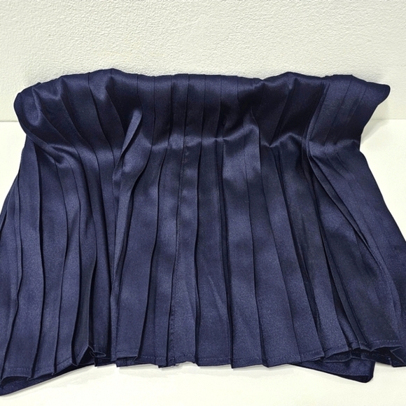 Banana Republic Navy Blue Satin Pleated Midi Skirt - Picture 13 of 16